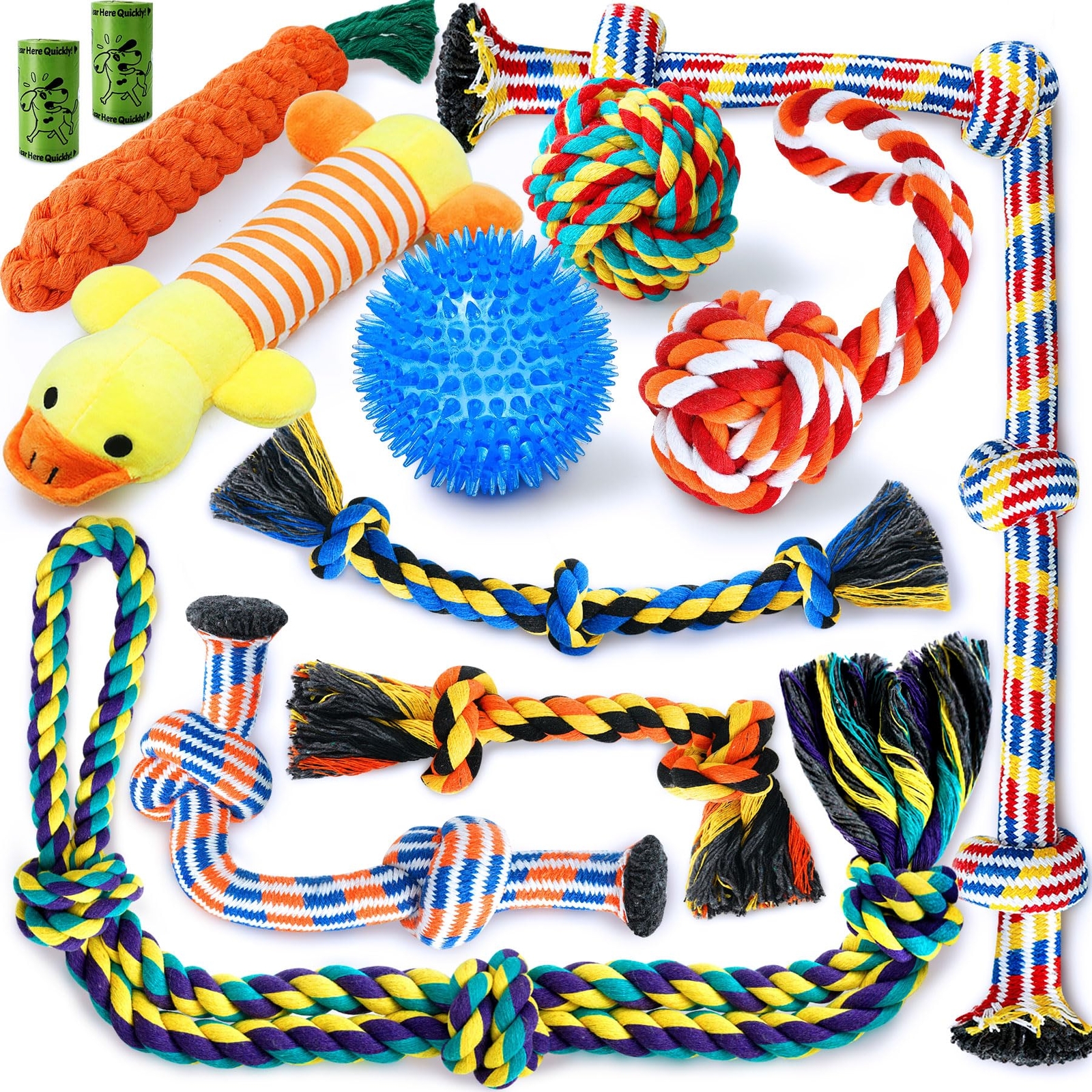 Luxury Tough Dogs Toys for 5-50lbs Dogs -12 Pack Valued Dog Toys for Small,Me...