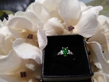 Beautiful Nat. Russian Diopside, Cambodian Zircon Ring in Plat/SS(Sz 6) TCW=1.40