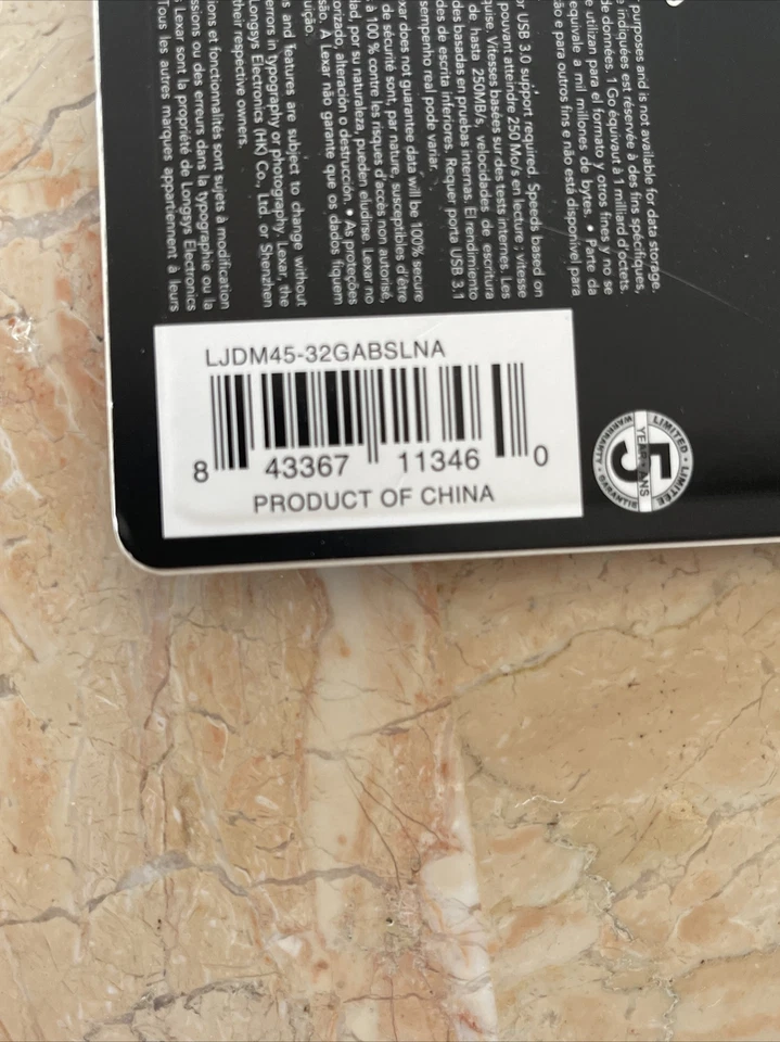 Lexar LJDM45-32GABSLNA 32gb Jumpdrive M45 Usb 3.1 Flash Drive Silver,New - Image 3 of 3