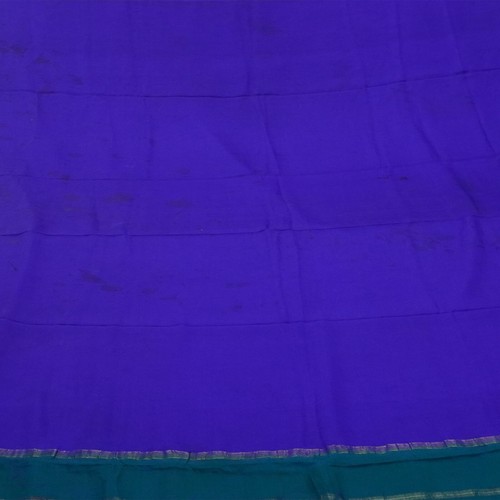 Saris azules vintage 100 % pura seda crepé Mysore Zari tejido sari 5YD tela artesanal - Imagen 5 de 6