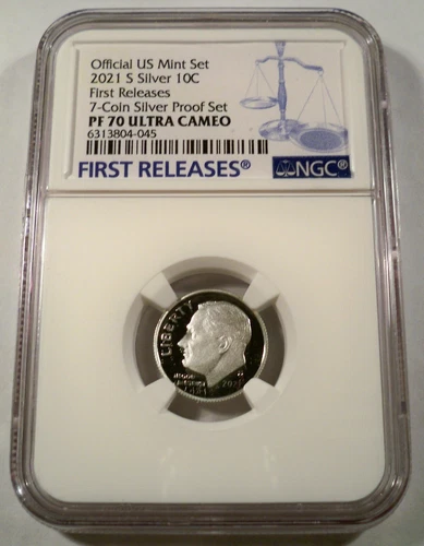 2021-S 10c SILVER NGC PF70UCAM PROOF ROOSEVELT DIME ULTRA CAMEO PR PF 70