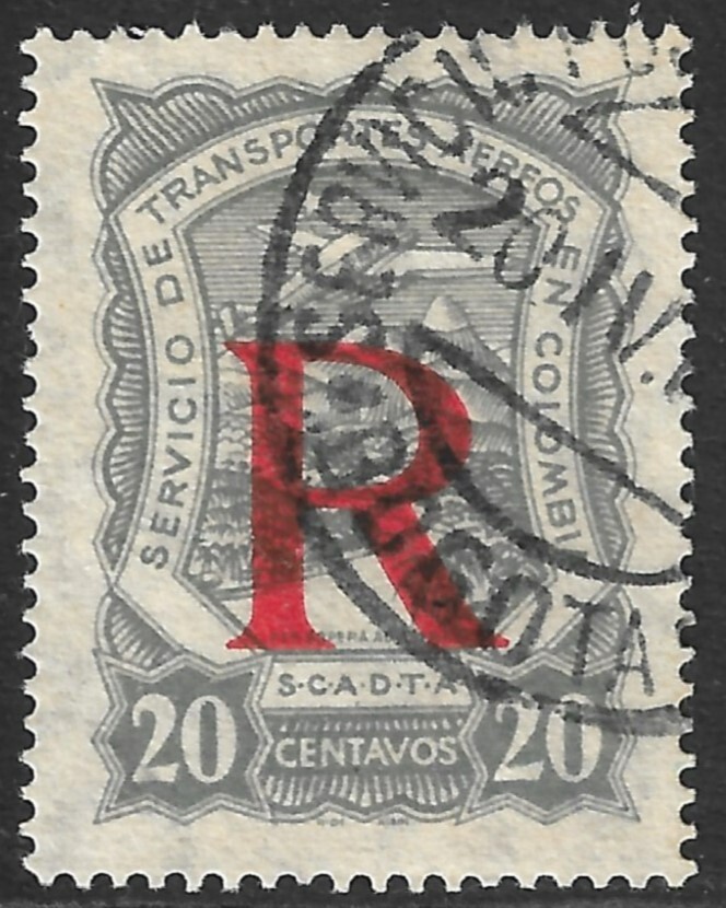 Colombia Scott #CF1 Air Post Registration VF/XF Used Bogota Cancel Ovpt 1923