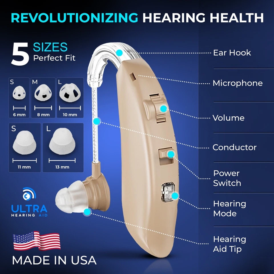 Ultra Pro Hearing Aids Bluetooth Enabled Rechargeable Noise Canceling Pair New - Image 2 of 4