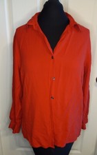 Vintage 100 Silk Blouse Sag Harbor sz 14 Long Sleeve Button Up Red Shirt