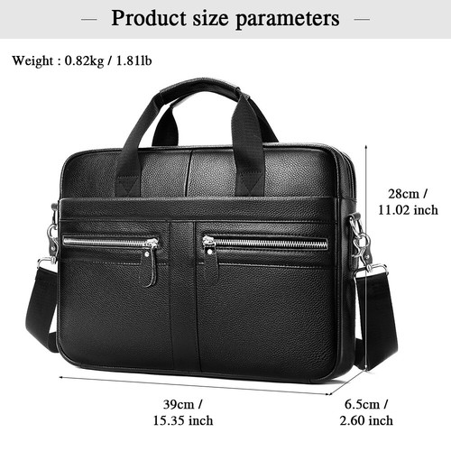 Arbeitstasche Herren Umhängetasche echte Leder Business Aktentasche Laptoptasche - Bild 10 von 19