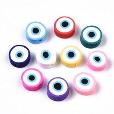 Evil Eye Beads Assorted Lot 11mm to 12mm Mixed Jewelry Supplies Polymer Clay 50p