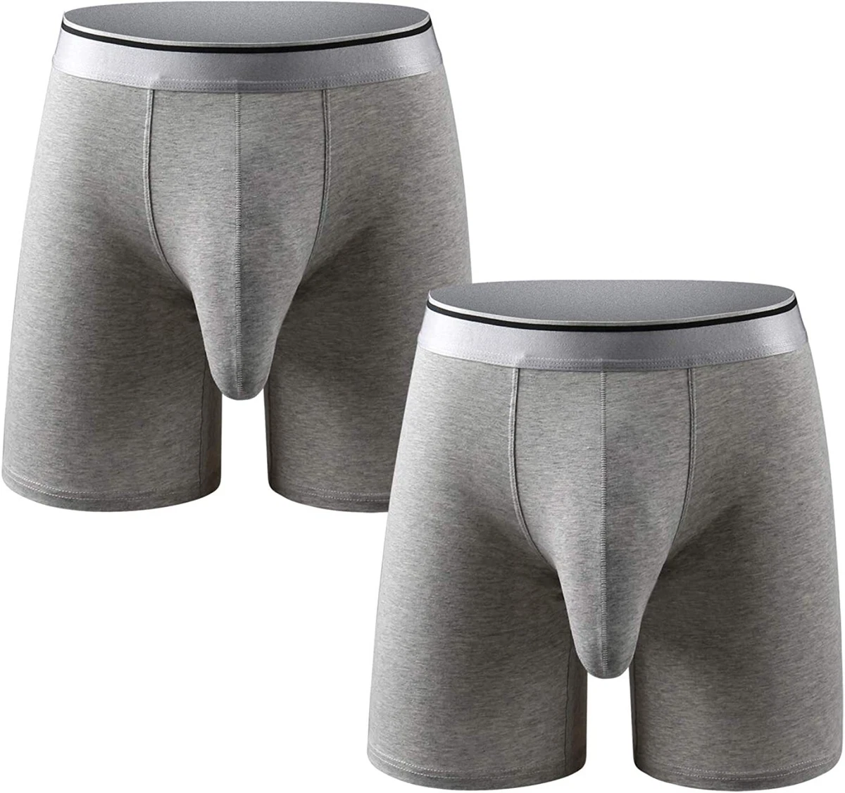 Ouruikia Men s Underwear Cotton Boxer Briefs Long Leg Boxer Brief Shorts No Ride