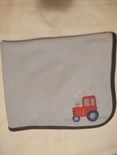 Baby Nursery Blanket Boy crib Carter Blue with Red Tractor polyester washable