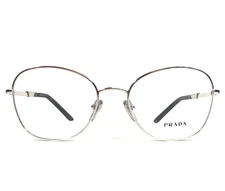 Prada Eyeglasses Frames VPR64Y GAQ-1O1 Black Silver Round Wire Rim 52-18-135