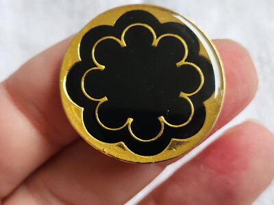 Bouton Ancien Couture - Tresse Métal Centre Noir 3,3 Cm - OCCASION (France)