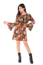 Womans Casual Bohemian Foral Bell Sleeve Tunic Dress 
