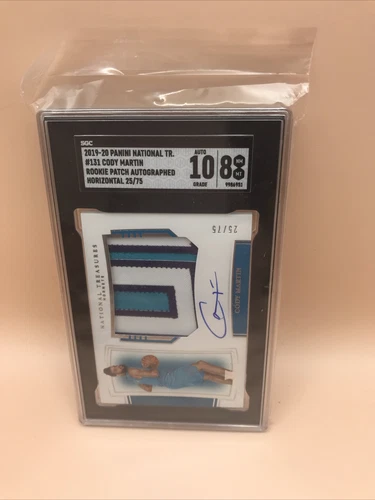 2019-20 National Treasures Cody Martin RPA Rookie Patch Auto RC #25/75 SGC 8/10