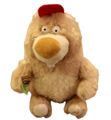 Cuddle Barn Singing Tongue Twister Woodchuck Toy Red Hat Teaches 10'' Tan Moves