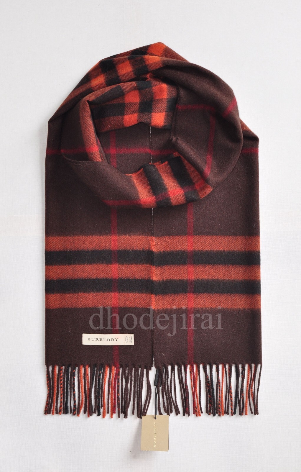 $960 Authentic BNWD BURBERRY  Check Cashmere Mens/Womens Scarf Dark Clove Brown