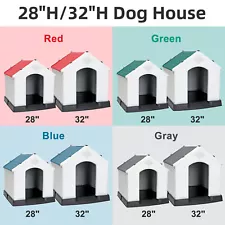 28"/32"H  Insulated Dog House Large Waterproof Dog Kennel Shelter Blue Roof