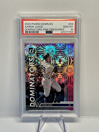 AARON JUDGE 2020 PANINI DONRUSS DOMINATORS PINK FIREWORKS #D4 PSA 10 POP 1