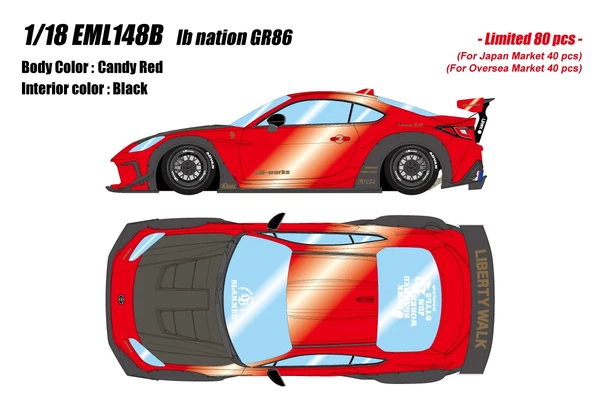 Make Up Eidolon EML148B 1:18 Lb Nation Toyota GR86 Limitiert Rot Modellauto-image