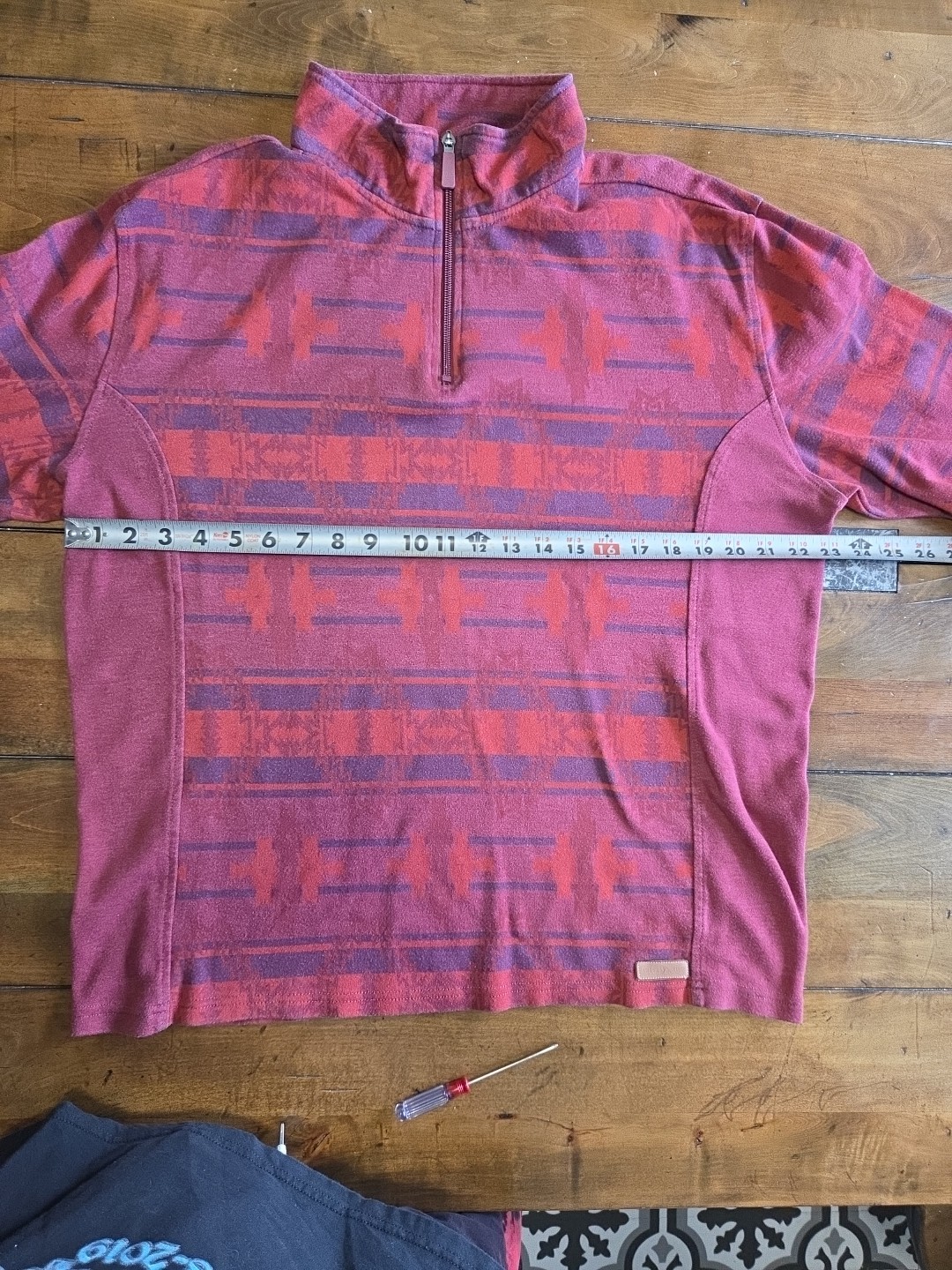 Powder River Outfitters Panhandle Mens Large Aztec 1/4 Zip Pullover Burgundy L image 6