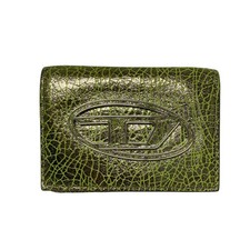 Portafoglio uomo DIESEL verde triplo accessori in pelle usati