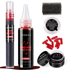 Halloween Fake Blood SFX Makeup Kit Realistic Liquid Spray, Dripping Blood, Co