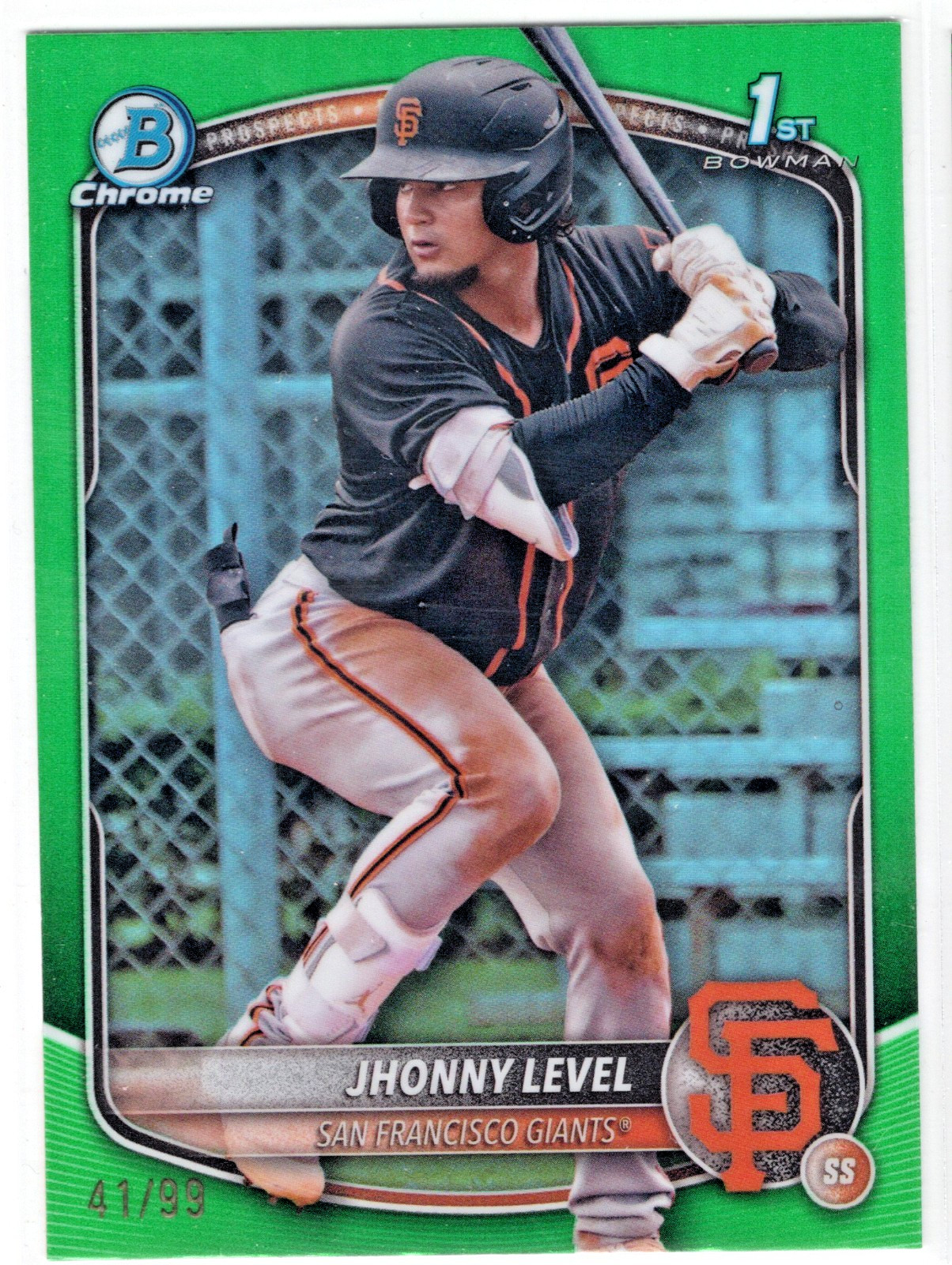 2025 Bowman Chrome Prospects Green Refractors #BCP147 Jhonny Level Giants 41/99