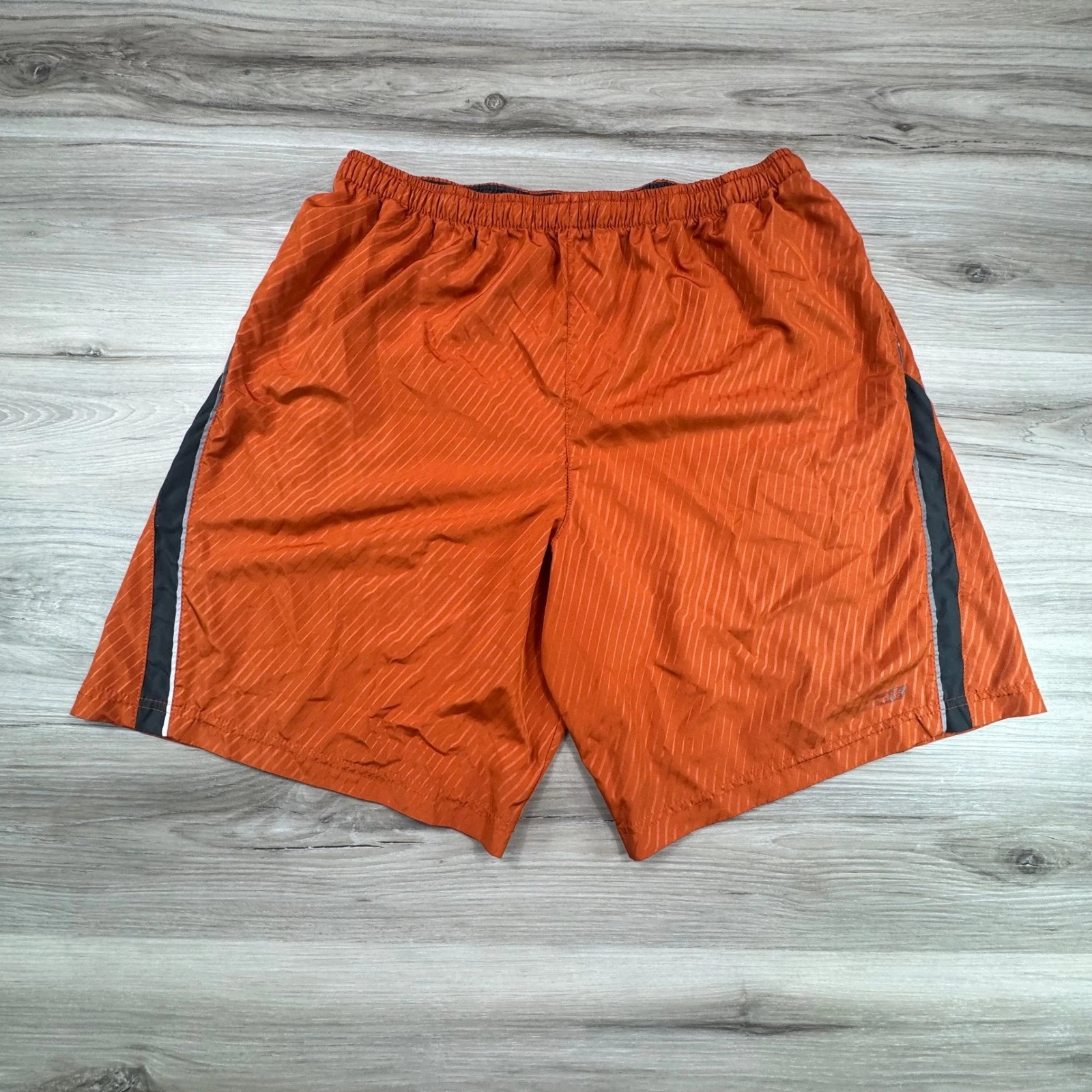 VTG Hind Mens Orange Striped Athletic Running Shorts Large L 36-38 Reflective
