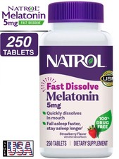 Natrol Melatonin 5mg Fast Dissolve Strawberry Sleep Aid 250 Tablets No Water