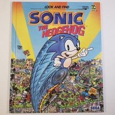 Vintage Sonic the Hedgehog Look and Find Book 1995 Hardcover Sega RARE 1st Print