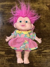 Magic Troll baby fairy troll 10"H 1991 Applause pink hair wings