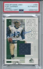 KURT WARNER 1/1 auto 13/99 PSA/DNA slabbed 03 SP GAME USED JERSEY # Rams signed