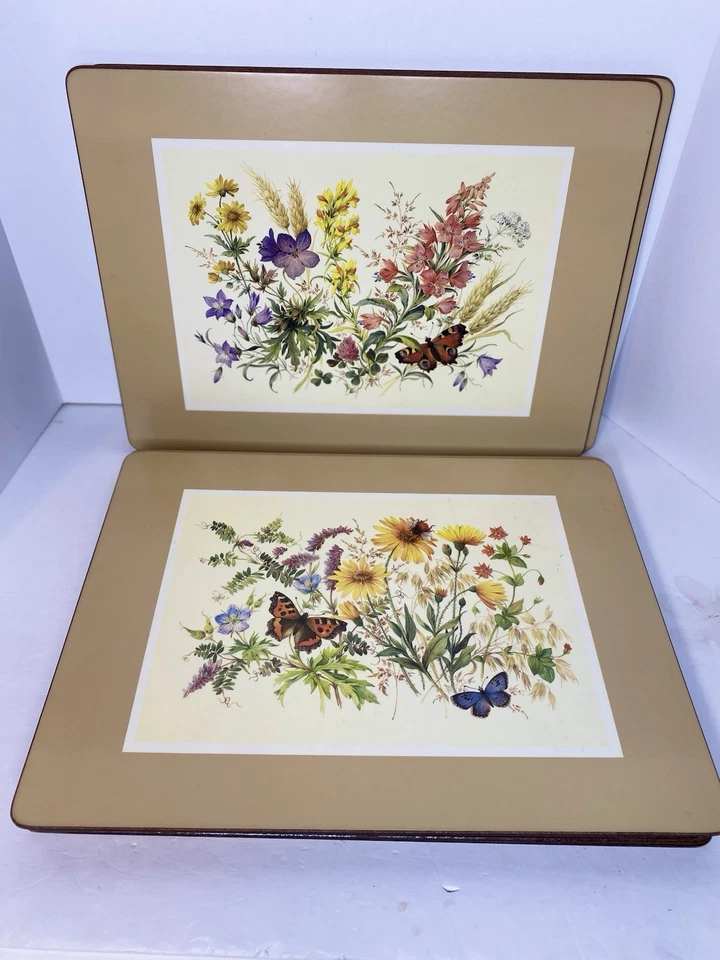 Vtg SET Lot 8 Pimpernel Floral Bouquet Cork Backed Placemats Lg - Image 3 of 4