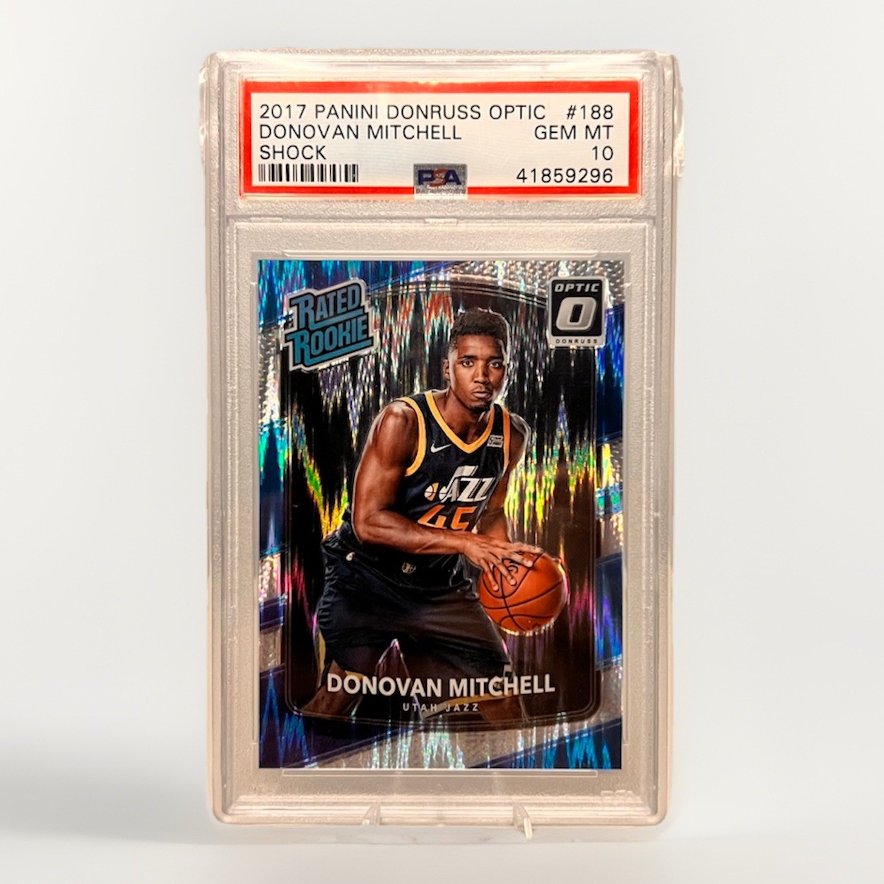 2017 Panini Donruss Optic Rookie Rated Donovan Mitchell Shock RC PSA 10