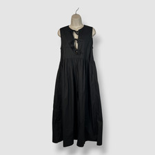 GANNI Women's Black Cotton Poplin Midi Dress Size 34