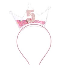 Birthday Crown Headband, Pink Toddler Birthday Crown Headband with Iridescent...