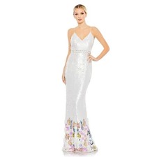 NWT Mac Duggal Floral Hem Sequin Dress 93617 Size 8