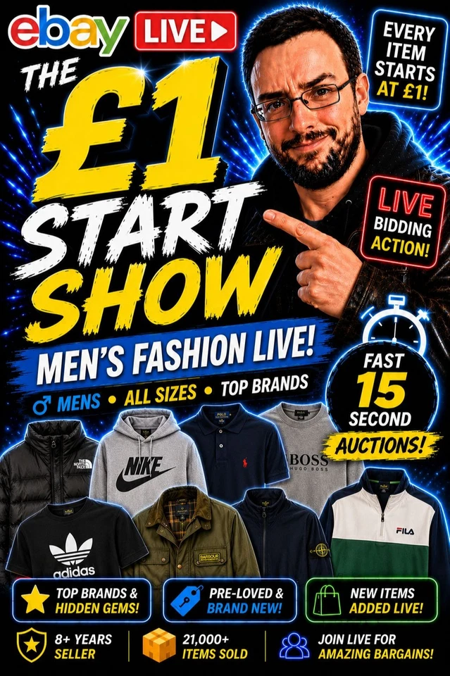 THE £1 START SHOW 🔥 MEN'S FASHION LIVE | FAST 15 SECOND AUCTIONS