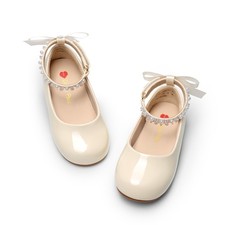 Toddler Little Girls Dress Shoes Flower Girl Mary Jane Ballet Flat Shoes with...