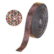 0.47 Inch Self-Adhesive Rhinestone Ribbon Strips 3 Yard for DIY Craft Black AB