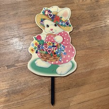 Vtg Easter Bunny Yard Art Sign Holiday Decor 2000 Impact Plastics