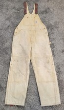 Vintage Carhartt Bib Overalls Mens 38x30 Brown Red Quilt Lined Double Knee R02