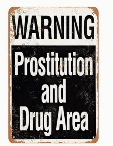 Vintage-Style Warning Sign, Metal Tin Wall Decor, 8X12 Inches, Black and Brown