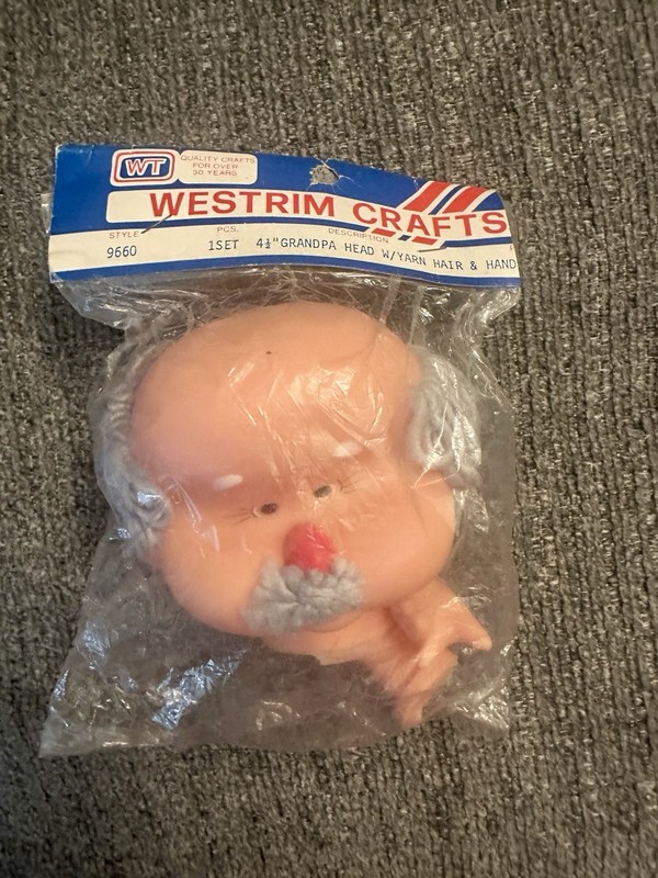 Westrim Grandpa Craft Doll Head and Hands Vintage Craft Supplies New