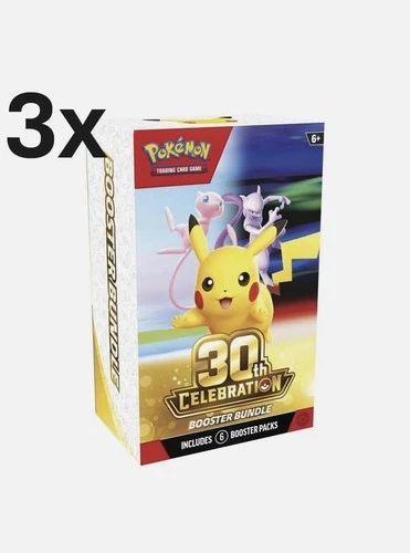 PRESALE 3x Pokemon 30th Anniversary Booster Bundle Sealed PKC Confirmed