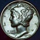 1945-P Mercury Dime – Uncirculated – Brilliant 90% Silver