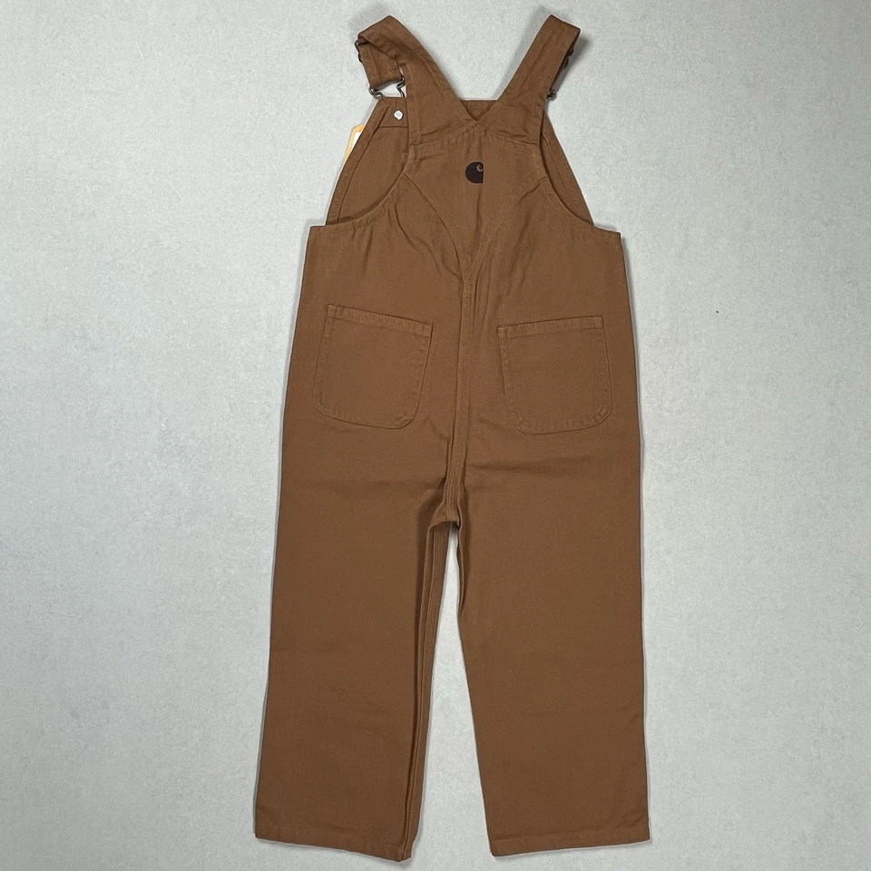 Nuevo Mono con tirantes marrón Carhartt para niños talla 3T doble rodilla juvenil resistente al aire libre nuevo con etiquetas Foto 2 de 4
