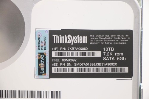 Lenovo ThinkSystem 10TB 00MX092 7XB7A00060 3.5in 7.2K SATA 6Gbps 512e HDD DRIVE - Afbeelding 3 van 7