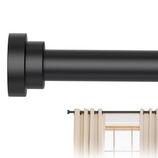 Black Curtain Rods for Windows 28 to 48 Inch, 5/8" Diameter Heavy Duty Metal ...