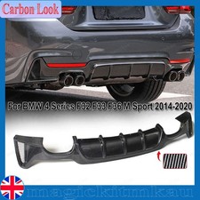 FOR BMW 4 SERIES F32 F33 F36 M SPORT REAR DIFFUSER QUAD EXHAUST CARBON LOOK 14+