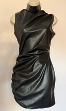 Boohoo Black Leather Look Dress - 8