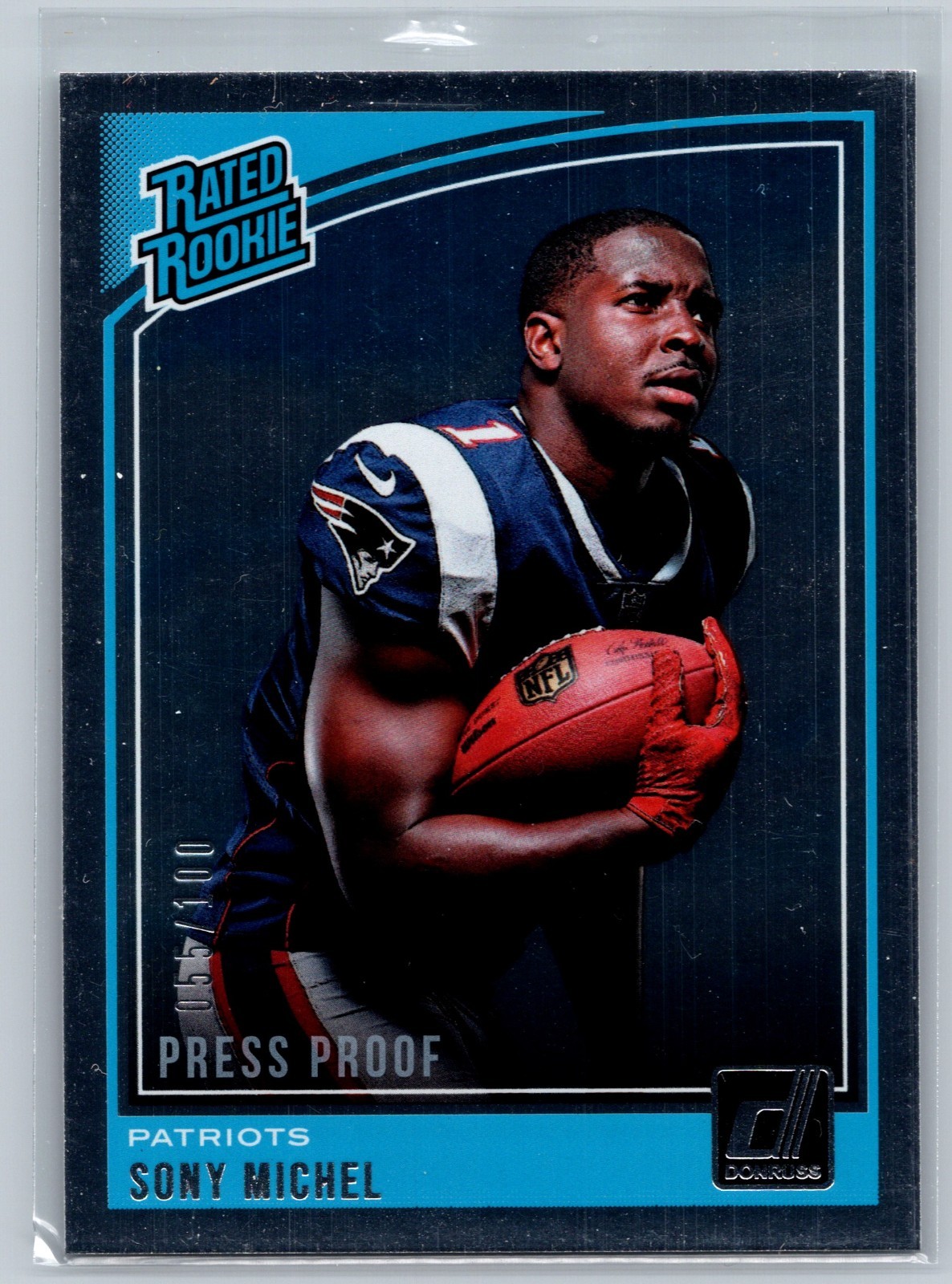 2018 Panini Donruss Press Proof Silver #310 Sony Michel Patriots RC 055/100